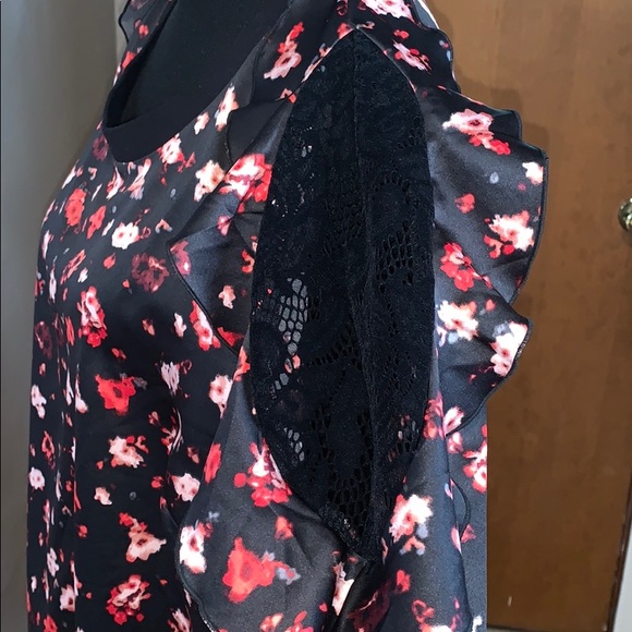 Lane Bryant black blouse with flowers and lace! - Picture 3 of 5